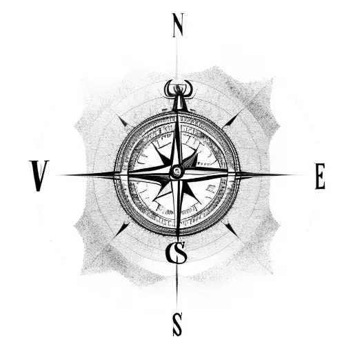 Compass With Mountain Scene