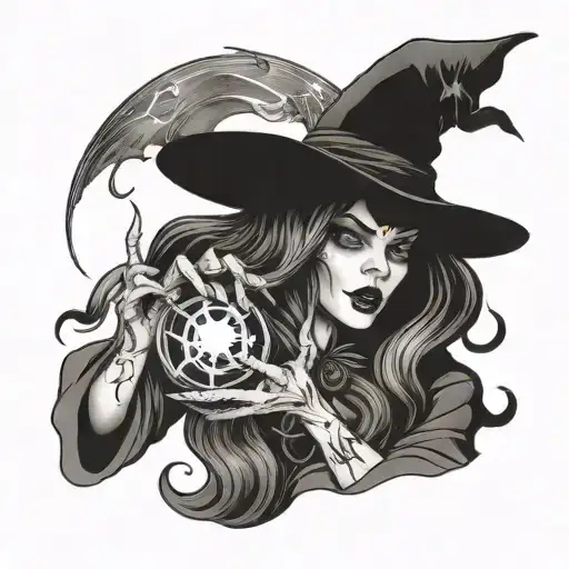 Vintage Halloween Witch Casting Spells