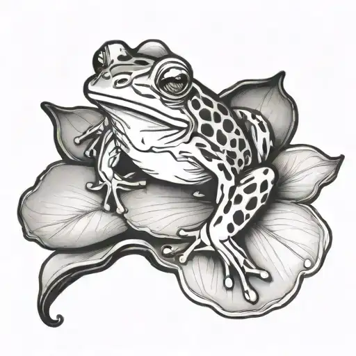 Tiny Pretty Frog Sitting On Lily Pad Surrounded By Swirling Water