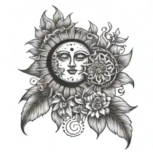 Floral Moon And Sun Matching
