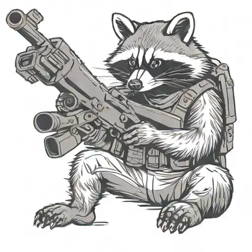 A Tactical Military Raccoon Holding A Sniper Rifle
