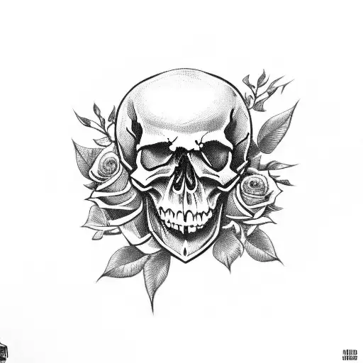 Skull And Roses With Spider Webs
