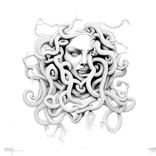 Medusa Smiling With Cracks