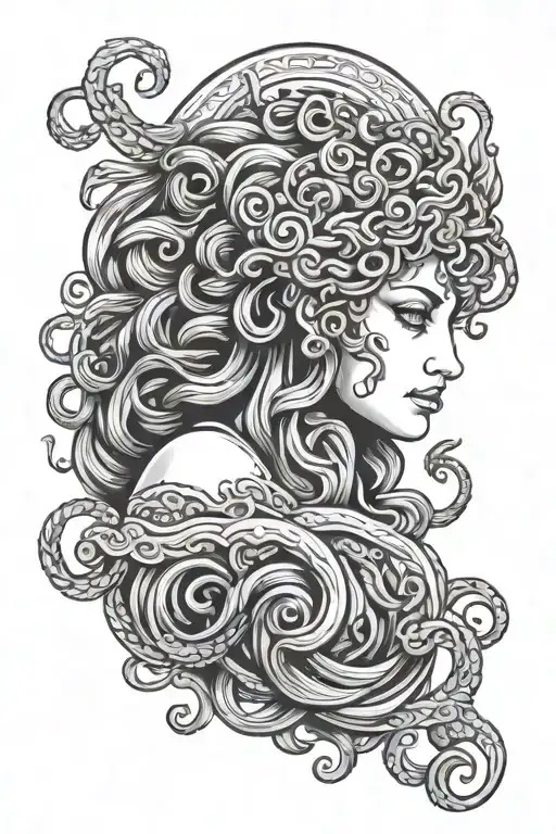 Beautiful Medusa Greek Mythology Inspired Tattoo Featuring Dark And Mysterious Features