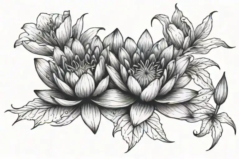 Water Lily And Larkspur Flower