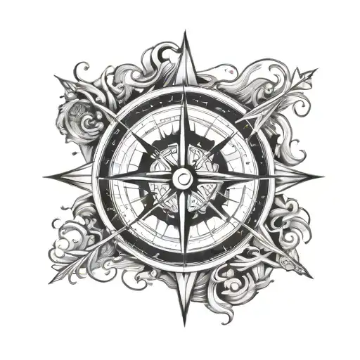 Wave Star Compass In Circle Made