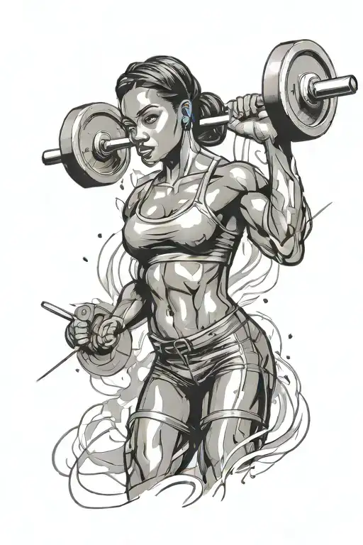 Black Female Weightlifting Barbell