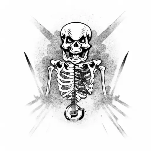 Skeleton Pirate Monkey Playing A Gibson Guitar