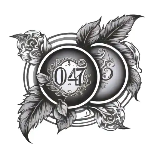 Dates Of 04-04-1987 And 04-05-2024 In A Circle