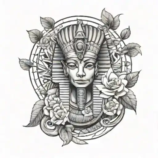 Egyptian Moon God With Flowers Intertwined
