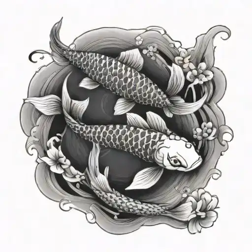 2 Koi Fish Swimming