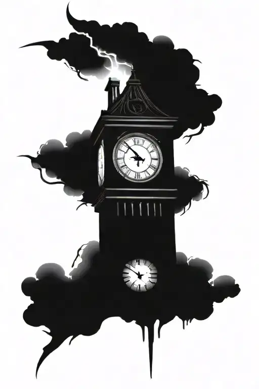 Clock Tower Surrounded Lightning