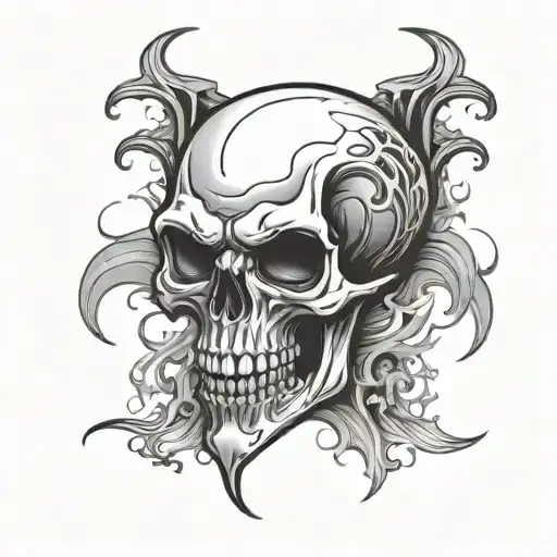 Vampire Skull With Fangs With Smoke Swirling