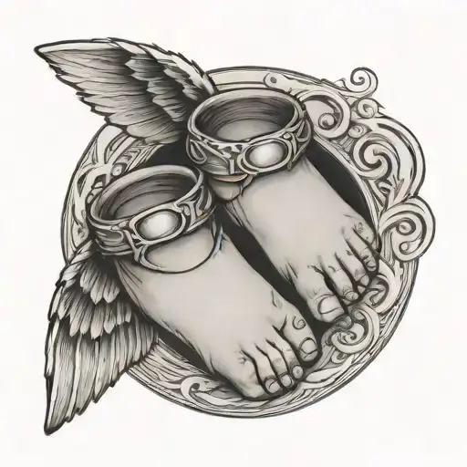 Baby Feet And Halo On Top With Number 05-16-2023 Below