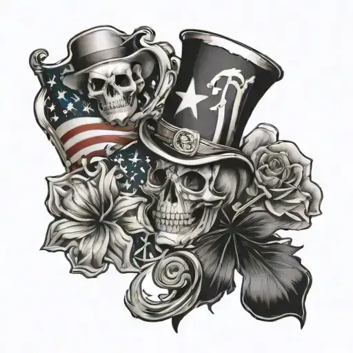 Combine Elements Of Irish Pride And American Flags In A Black-grey Style