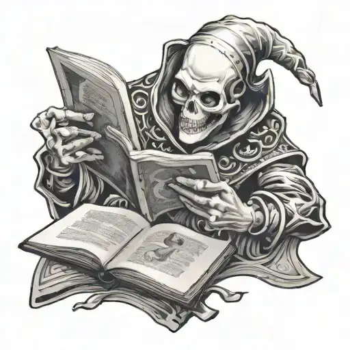 Skeletin Jester Reading A Book