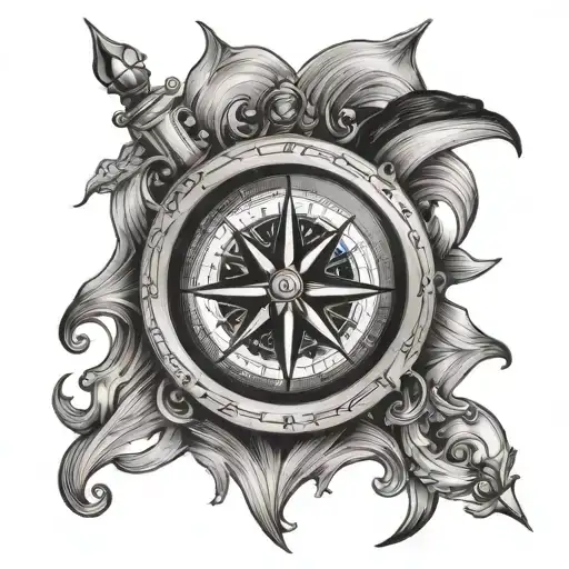 Compass With Star And Wave