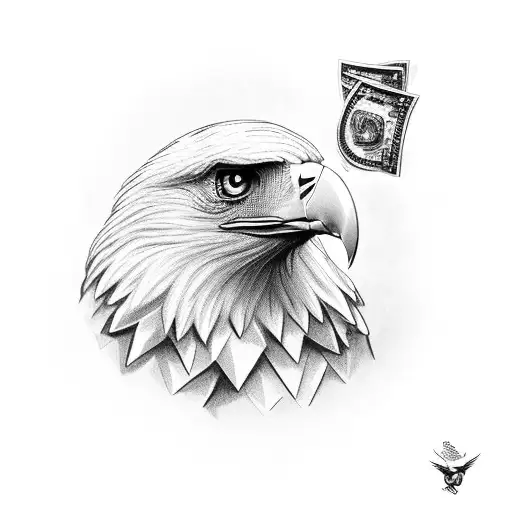 A Majestic Eagle Clutching A Dollar Bill In Its Talons
