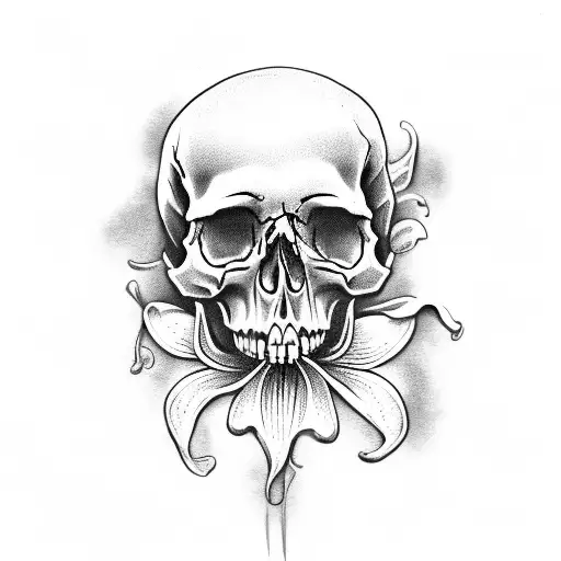 Skull With Lily