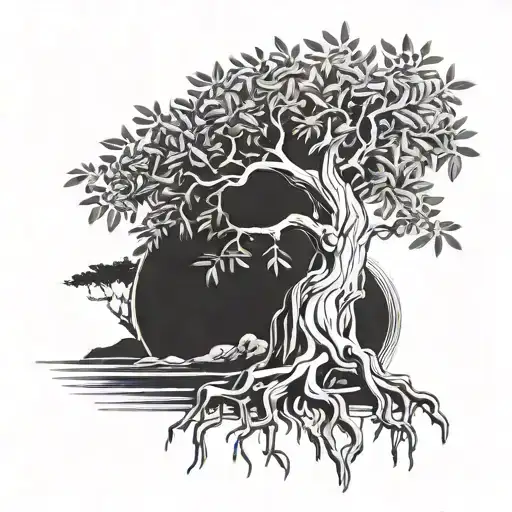 Olive Tree With Tree Roots In The Greek Universe