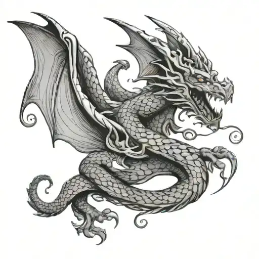 Beautiful Swrily Serpent Dragon Flying