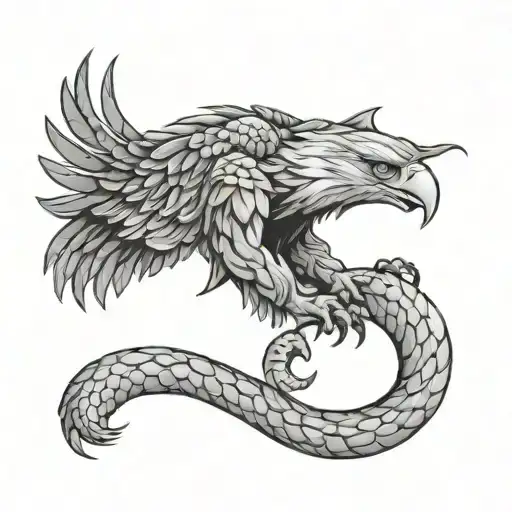 Eagle Hunting Snake Wrapped