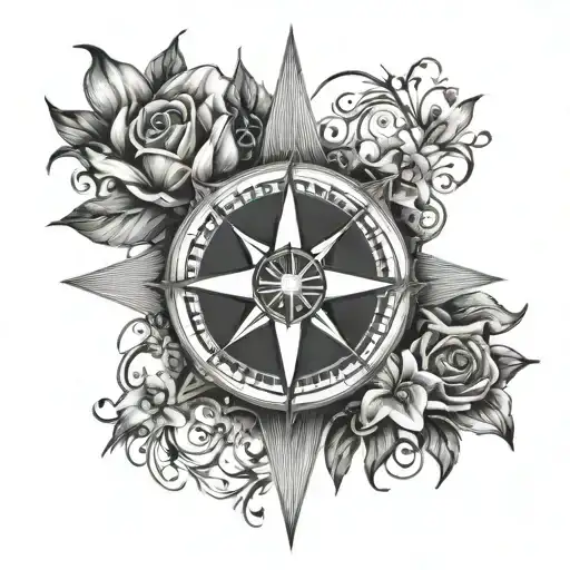 Compass Rose Cross In The Middle Surrounded With Lillie's