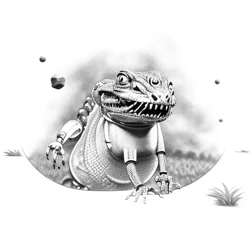 A Blue Tongue Lizard Playing Soccer With A Robotic Arm