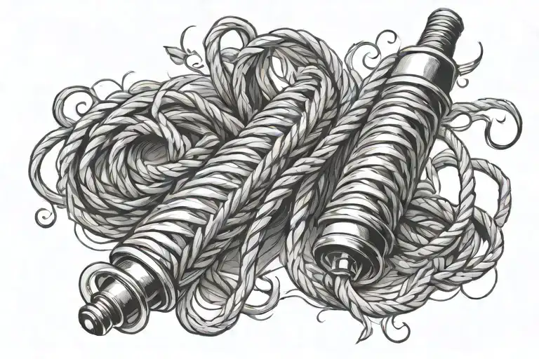 Fire Skipping Rope Wrapping Upper Shin