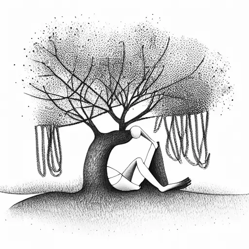 Girl Sitting Under Tree