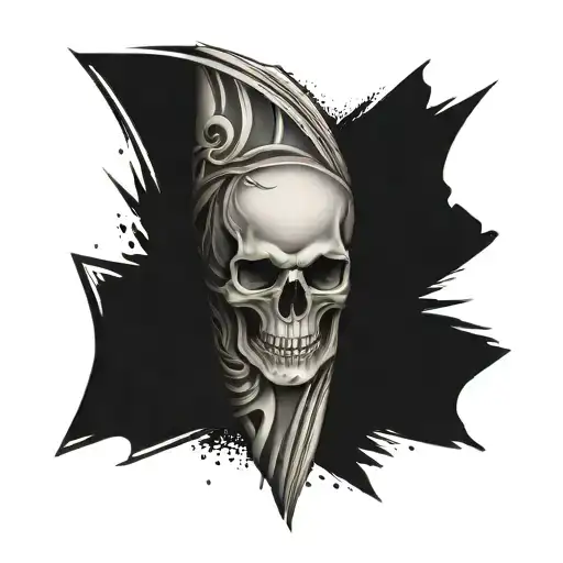 Skull With Music Staff Wrapping Around Arm Sleeve