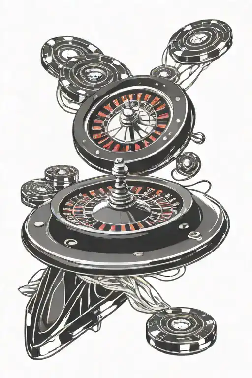 Casino Roulette Wheel And A String Conecting