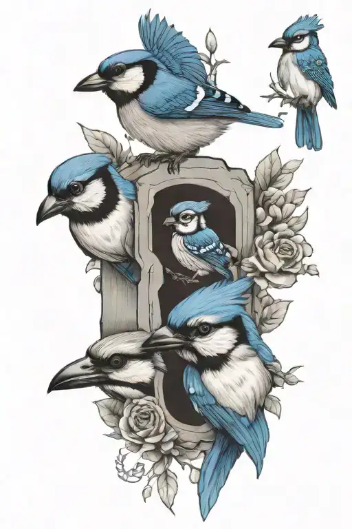 Design A Tattoo Featuring Lula Mae And Father Bob With A Blue Jay And Badger