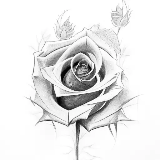 A Black And Grey Sketch Of A Rose And Sunflower Merging Together