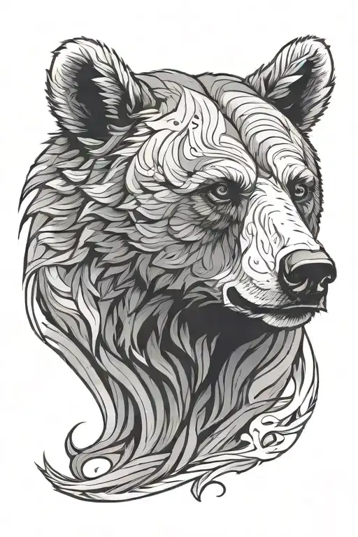 Bear Head Emerging From Shoulder