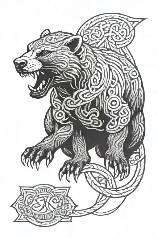 Celtic Knot Honey Badger Posing Like Zeus