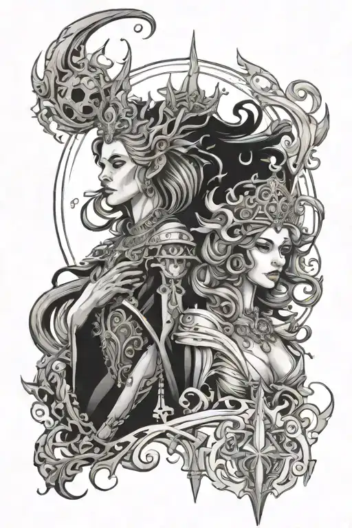 A Celestial Queen Of Light And A Celestial Queen Of Darkness Toghetter