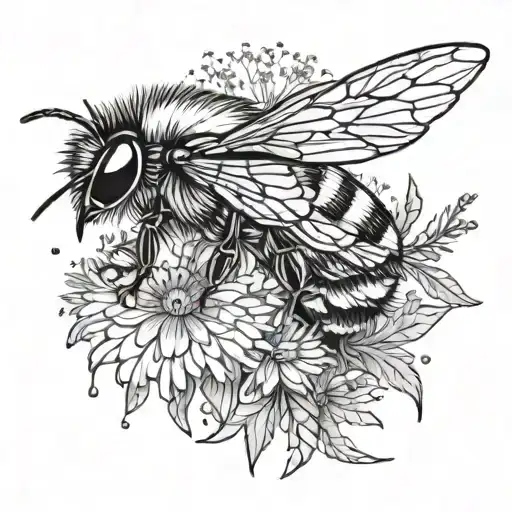 Bumblebee And Dandelion Blowing