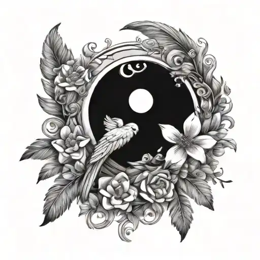 Feathers Angel Flowers And Moon