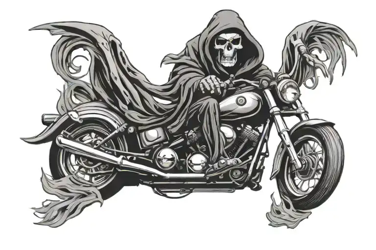 Grim Reaper Riding A Sport Bike Lifeline Symbol