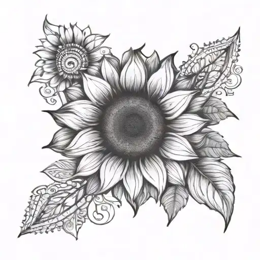 Sunflower And Lace Like Patterns