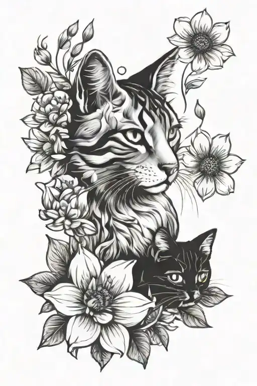 Flowers And Cat Paw Print