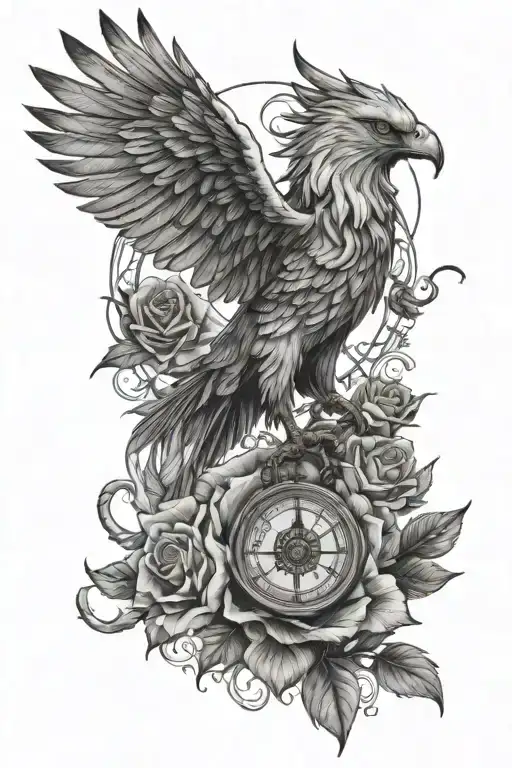 Griffin And Roses And Compass