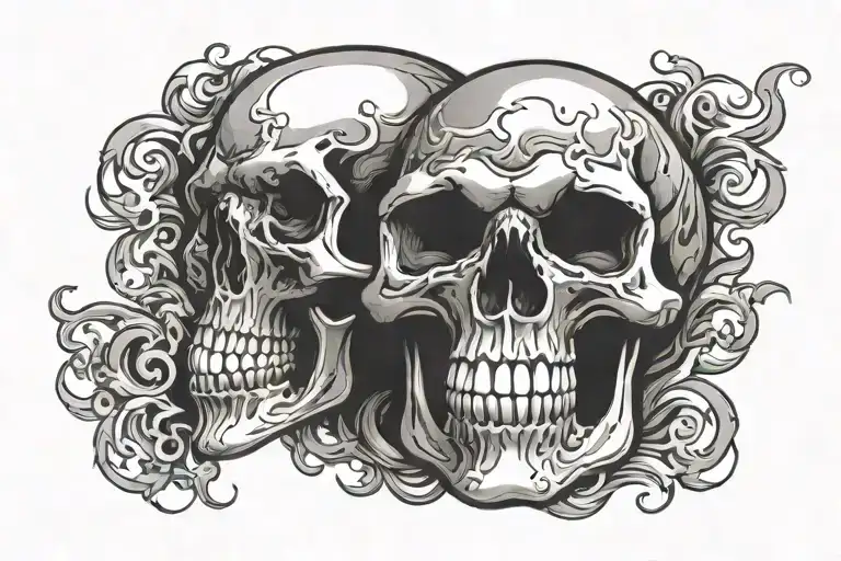 Evil Skulls Fire Smoke Swirling