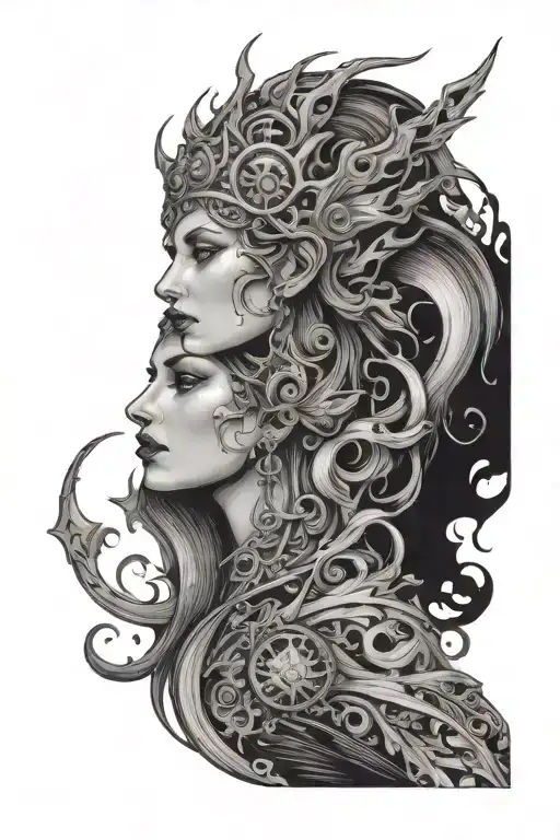 A Celestial Queen Of Light And A Celestial Queen Of Darkness Toghetter