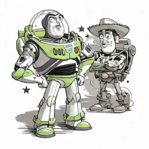 Buzz Light Year And Woody With The I Love You Symbol