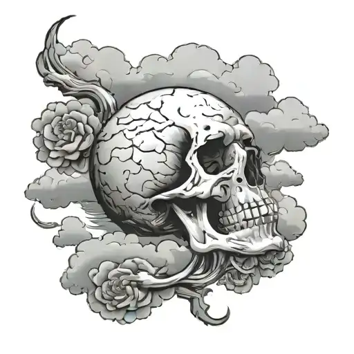 Clouds And Skull For Full Upper Arm