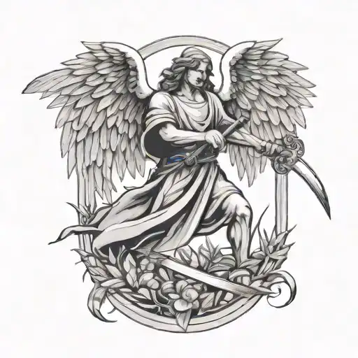 Angel With A Scythe Cutting Oat