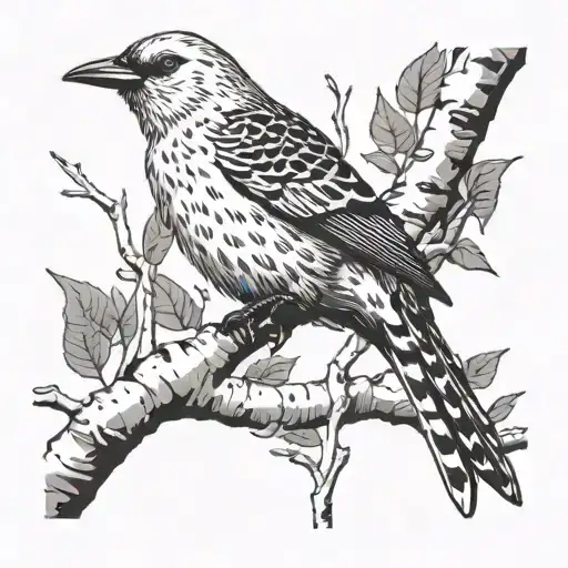 Silver Birch Tree And Starling