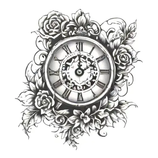 Clock Brocken Flowers